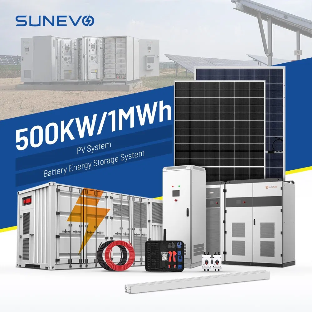 Sistema de Armazenamento de Energia Solar Híbrido Sunevo 100kw 200kw 500kw Solução Containerizada Bess com Painéis Bifaciais Hjt para Microrede