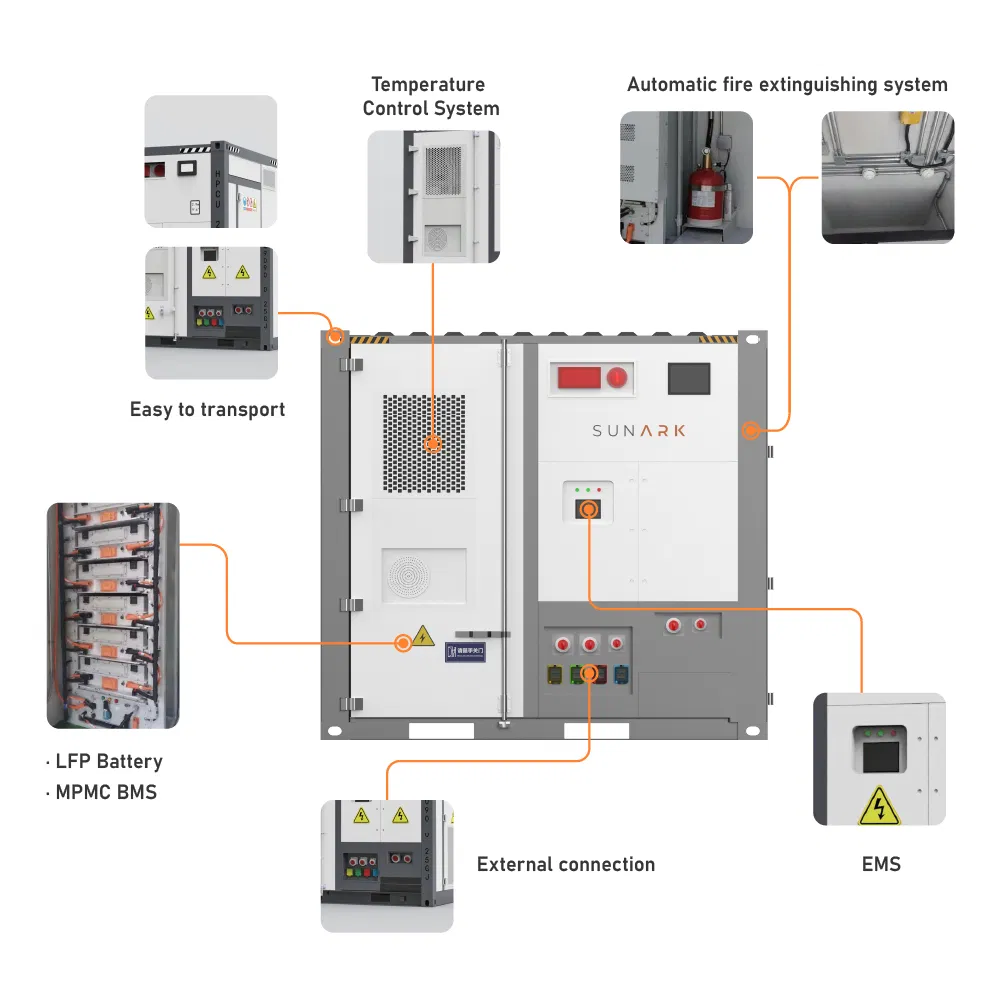 Sistema de Armazenamento de Bateria Solar Sunark Container Bess Energia 300kwh 500kwh 600kwh Sistema de Resfriamento Líquido Hv