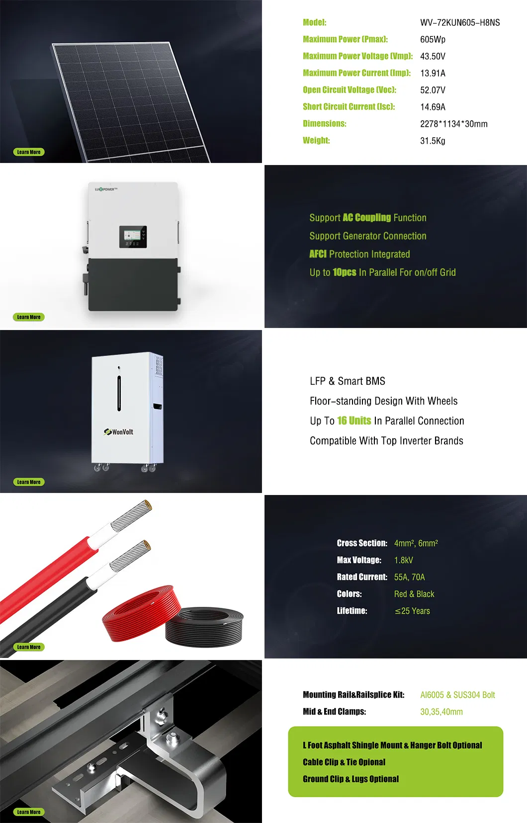 Kit de Energia Solar Residencial Luxpower Híbrido 5kw 8kw 10kw 12kw 20kw sistema solar portátil de armazenamento com baterias 10kwh 15kwh