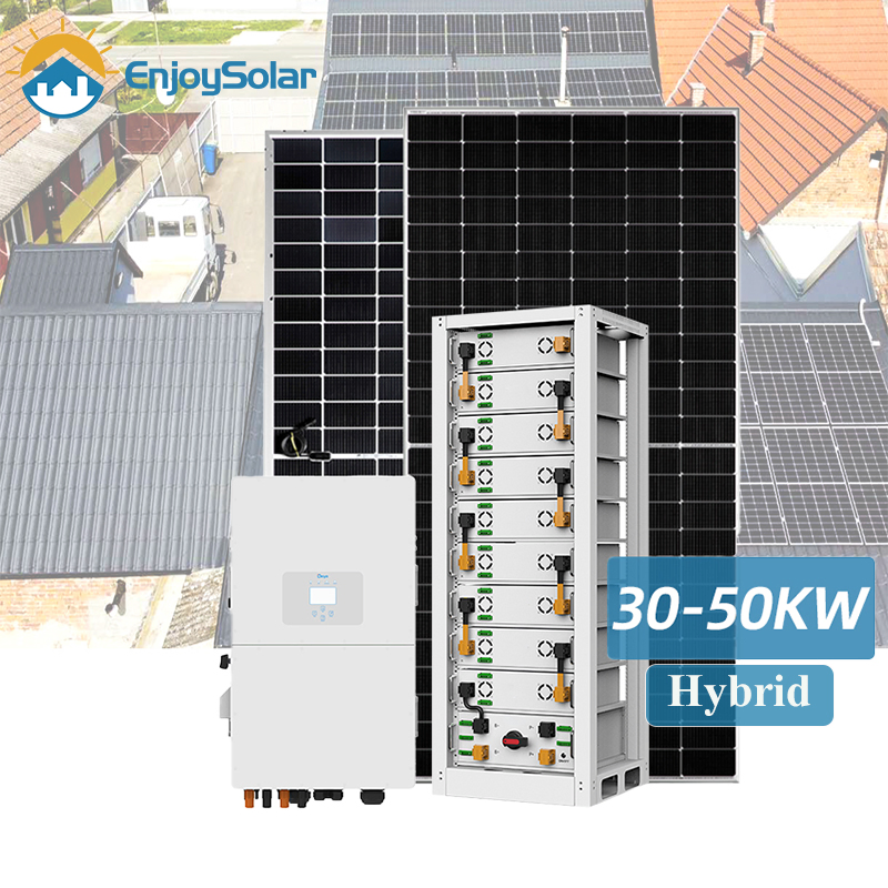 Sistema de Armazenamento de Energia Resistente às Intempéries Durável 30kw 50kw 100kw Sistema Completo de Painéis Solares Híbridos para Energia Solar Comercial