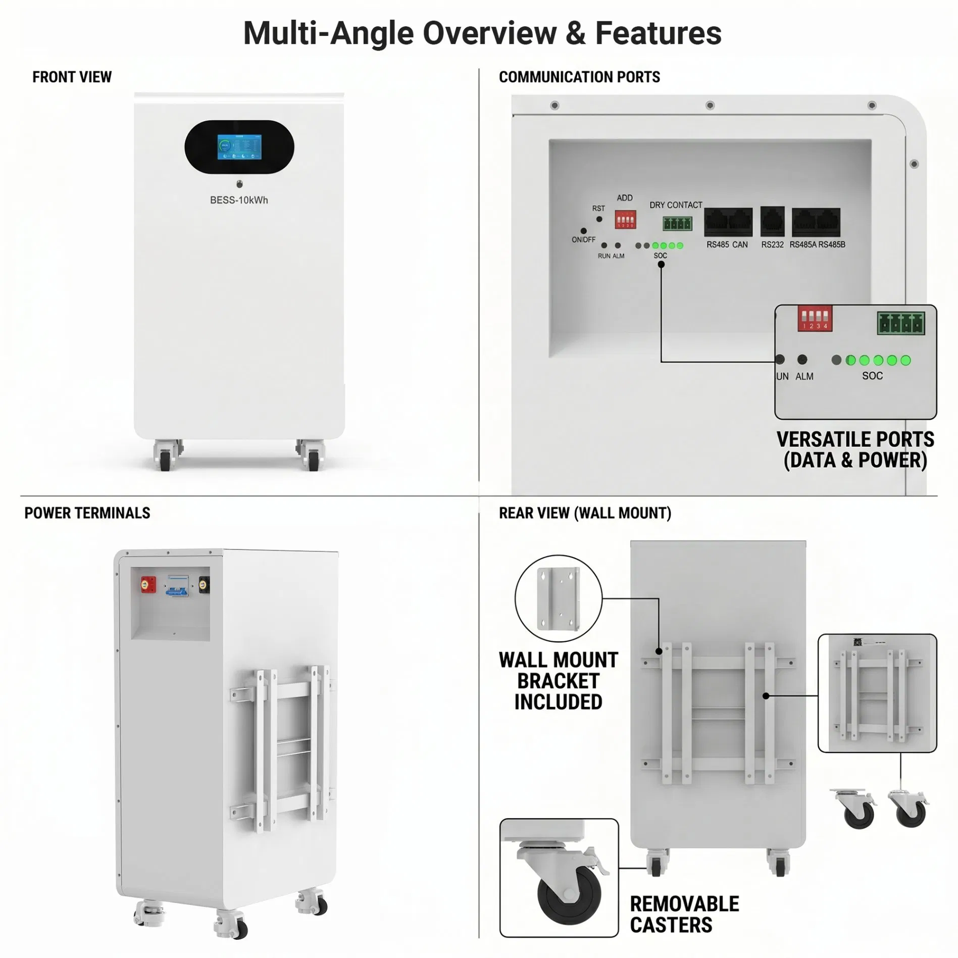 51.2V 16.07kwh 314ah LiFePO4 Bateria de Piso Powerwall 15kwh 300ah para Sistema de Armazenamento de Energia Solar Residencial com Inversor Híbrido