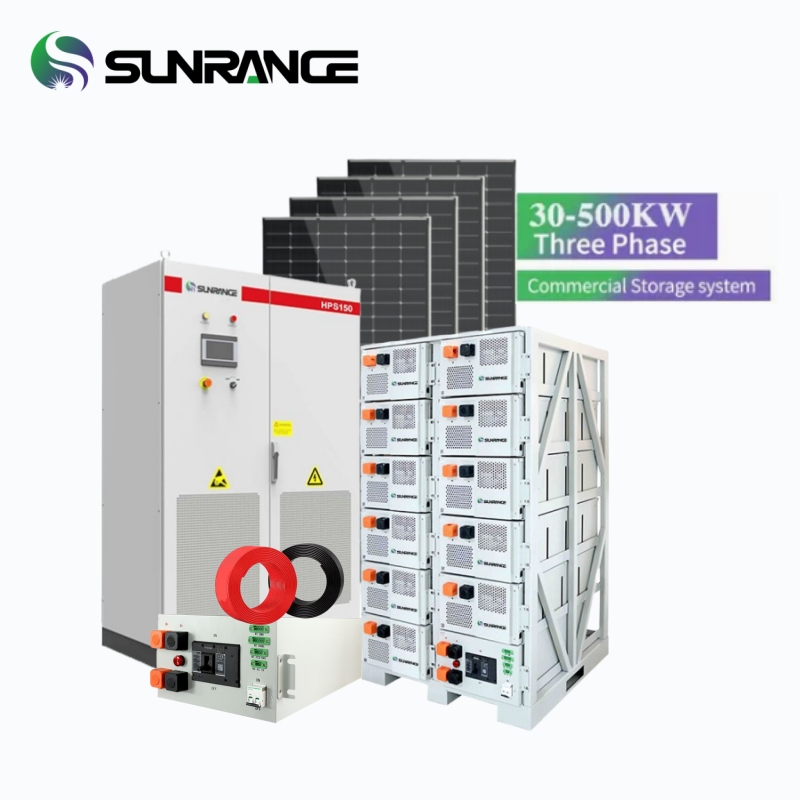 Sistema de Energia Solar Híbrido Tudo em Um 50kw 80kw 100kw 200kw 300kw 400kw 500kw com Bateria de Armazenamento de Energia de Lítio Bess Ess 100kwh 200kwh