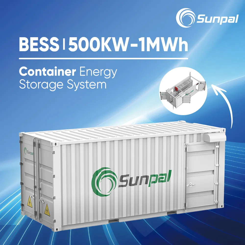 Container de Armazenamento de Bateria de Lítio Sunpal Bess 350kW 500kWh 850kW 1Mw Armário de Bateria Solar Bess