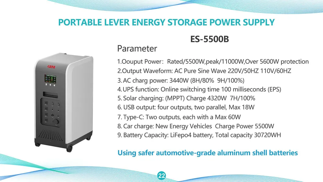 Sistema de Armazenamento de Energia Portátil Solar