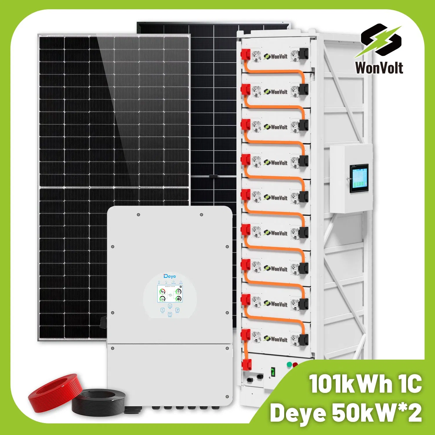 Sistema Completo de Armazenamento de Energia Solar 100kwh 200kwh Sistema Híbrido de Energia Solar para Residências 200kw 150kw 100kw com Bateria de Lítio