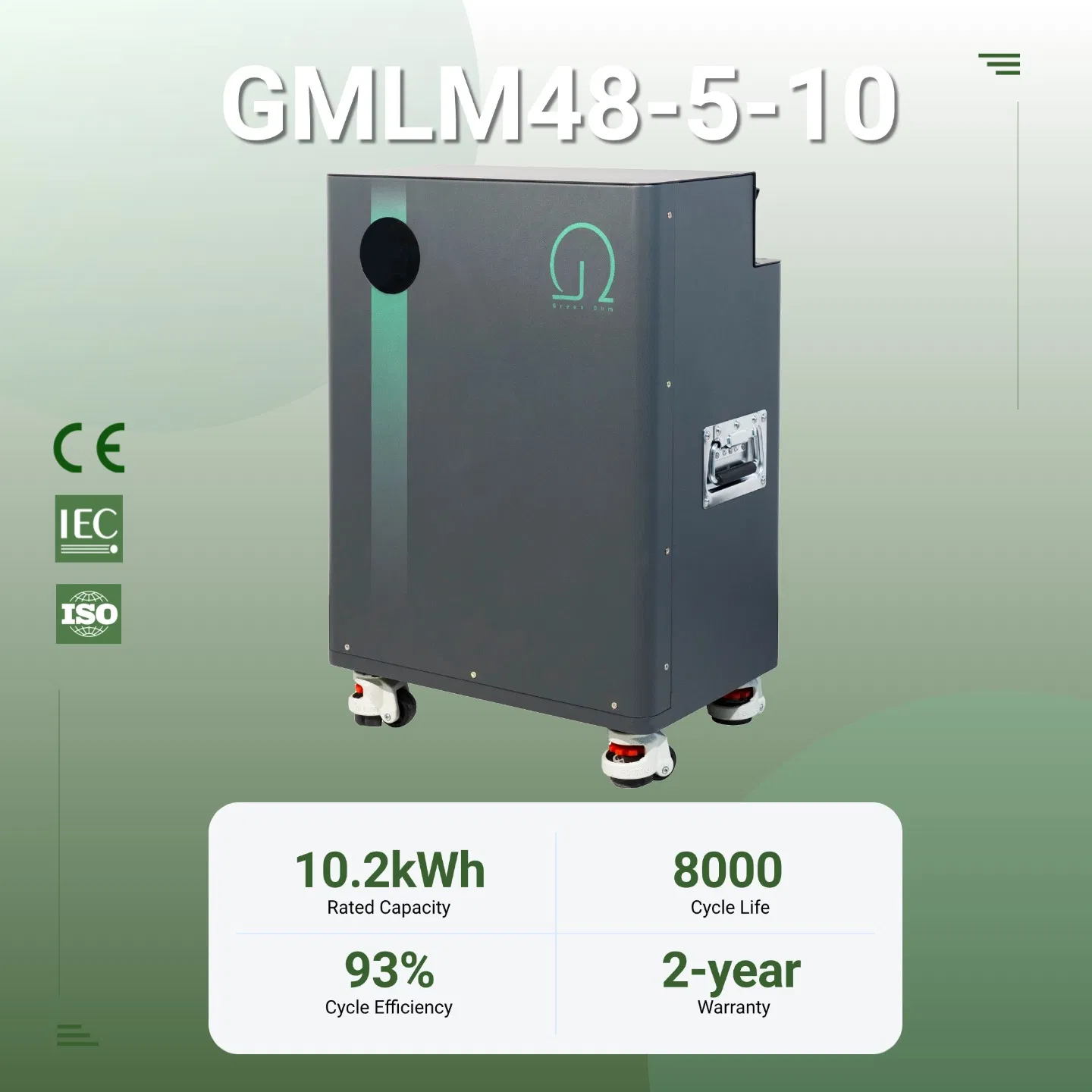 10kwh 48V/51.2V 100ah LiFePO4 Sistema de Armazenamento de Energia Residencial com Bateria de Lítio para Uso Doméstico