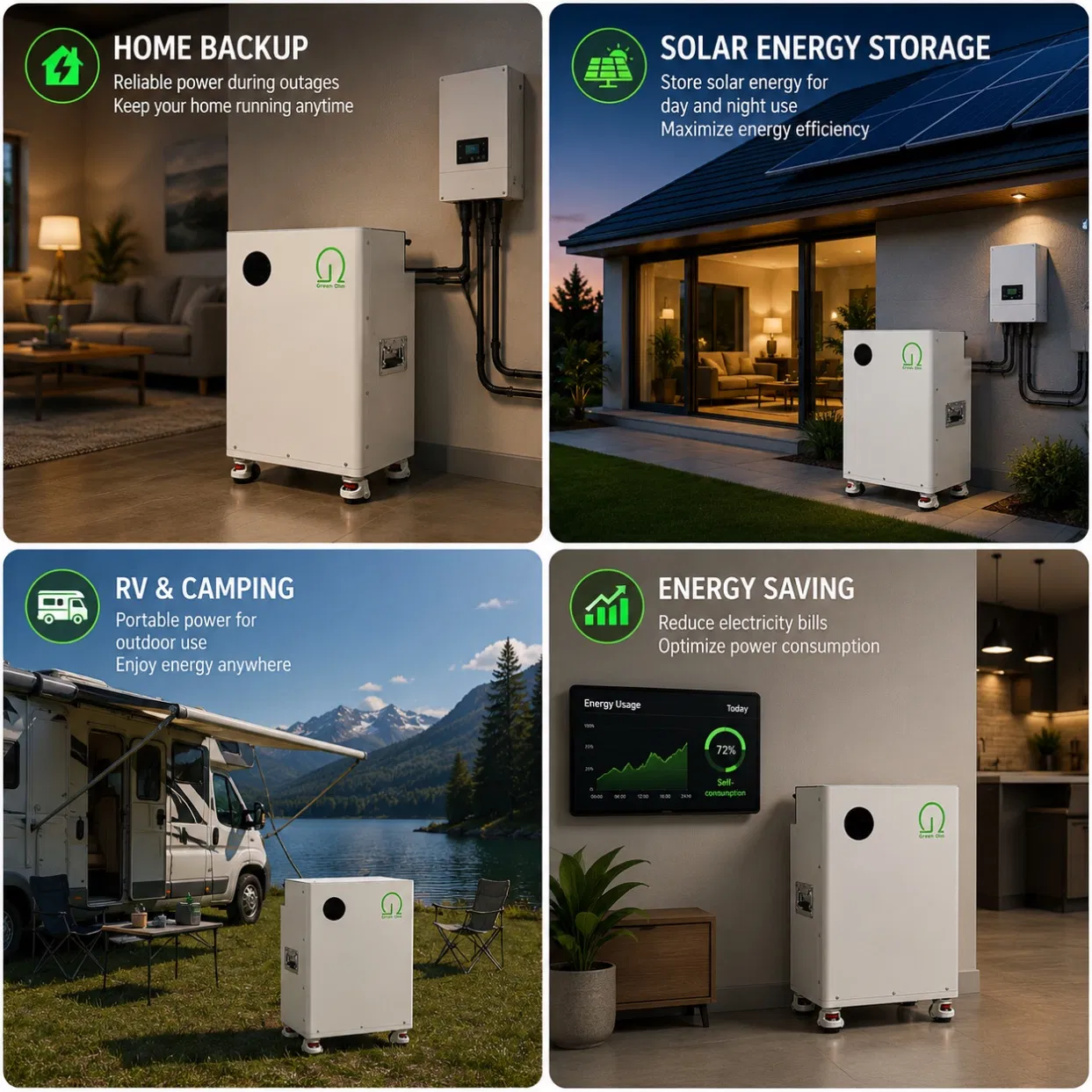 Sistema de Armazenamento de Energia Solar Inteligente para Residências 3.6kw 8kwh Bateria Solar Residencial 48V Sistema de Armazenamento de Energia de Lítio para Suprimento de Energia Solar de Backup Off-Grid