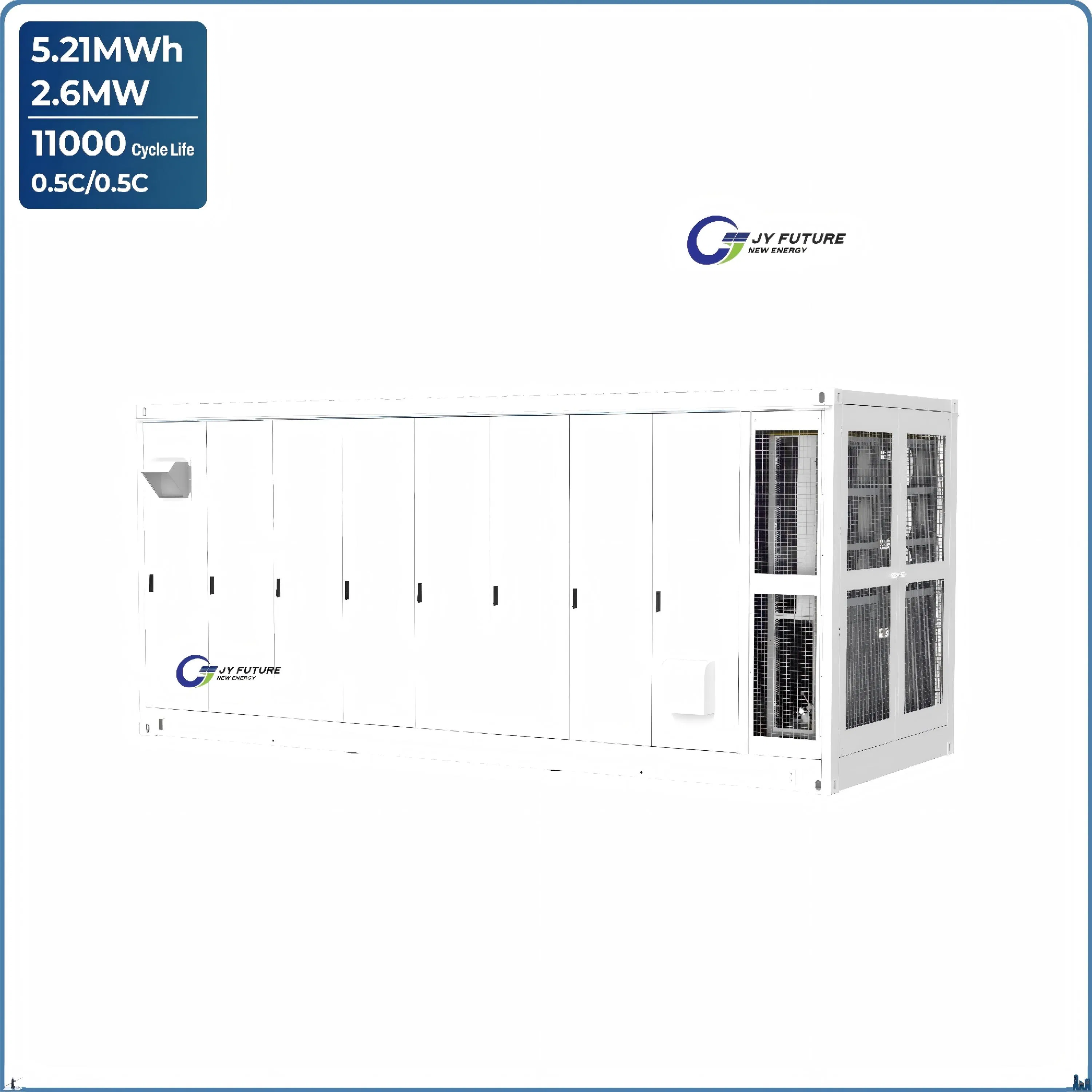 Sistema de Armazenamento de Energia em Bateria Microgrid Tudo-em-Um 2.6MW 5.2mwh com Sistema de Energia Solar Conectado à Rede Bateria LFP LiFePO4 Banco de Energia