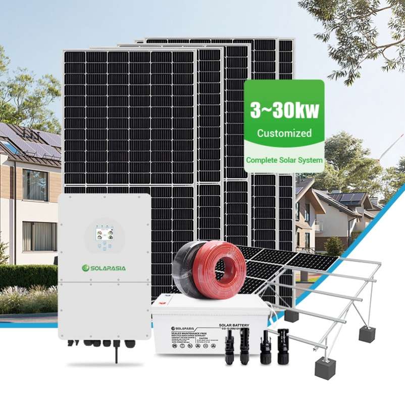Sistema Solar Off Grid Sistema de Energia Solar Fotovoltaica 30kw 20kw 10kw 5kw Sistema de Armazenamento Solar Off Grid Trifásico para Casa
