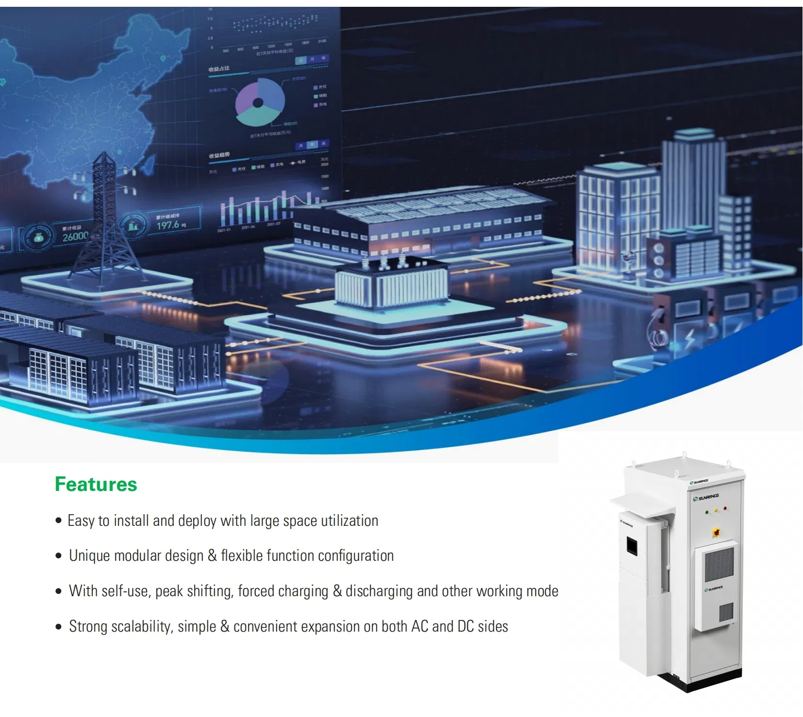 Gabinete de Energia Solar Tudo em Um Microgrid 50kw a 200kw Sistema Pré-Wirado Plug and Play com Inversor MPPT e Armazenamento de Energia