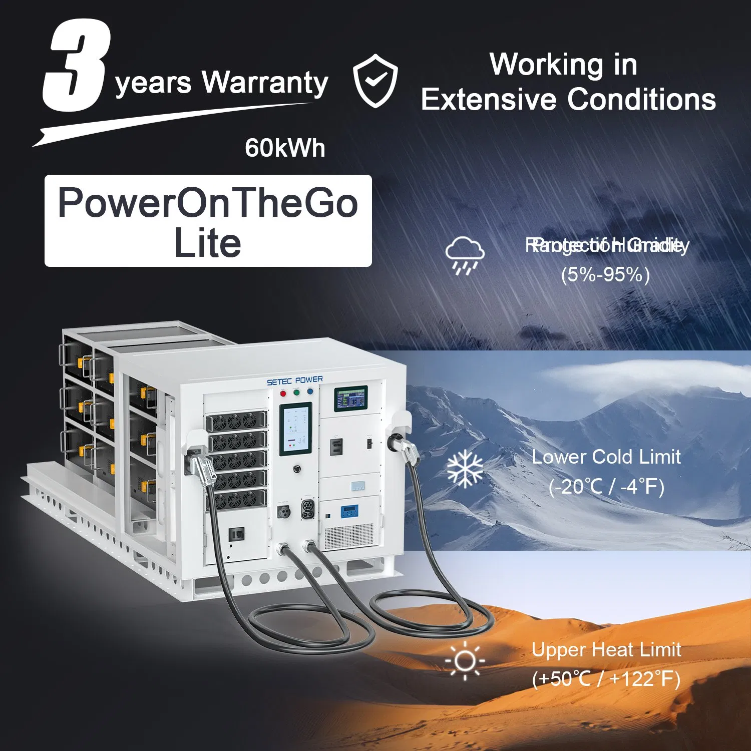 Sistema de Energia Solar Portátil SETEC POWER CCS CHAdeMO NACS 60kWh Bateria de Armazenamento de Energia Bateria de Armazenamento Solar