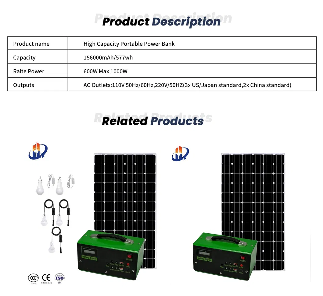 Sistema de Energia Móvel à Prova d'Água com Bateria de Lítio 220V Carregamento Rápido com Painel Solar Portátil