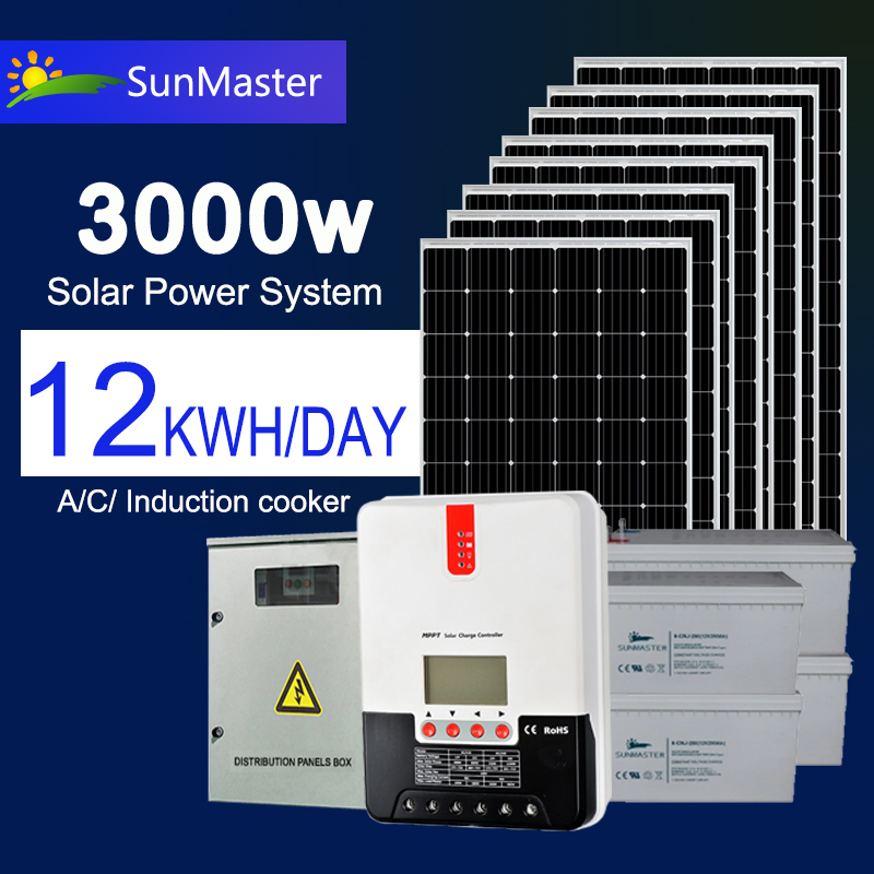 Sistema Solar Sob Medida Off Grid 1kw Casa de Energia Portátil Fornecimento Armazenamento de Energia 3kw Sistema Solar
