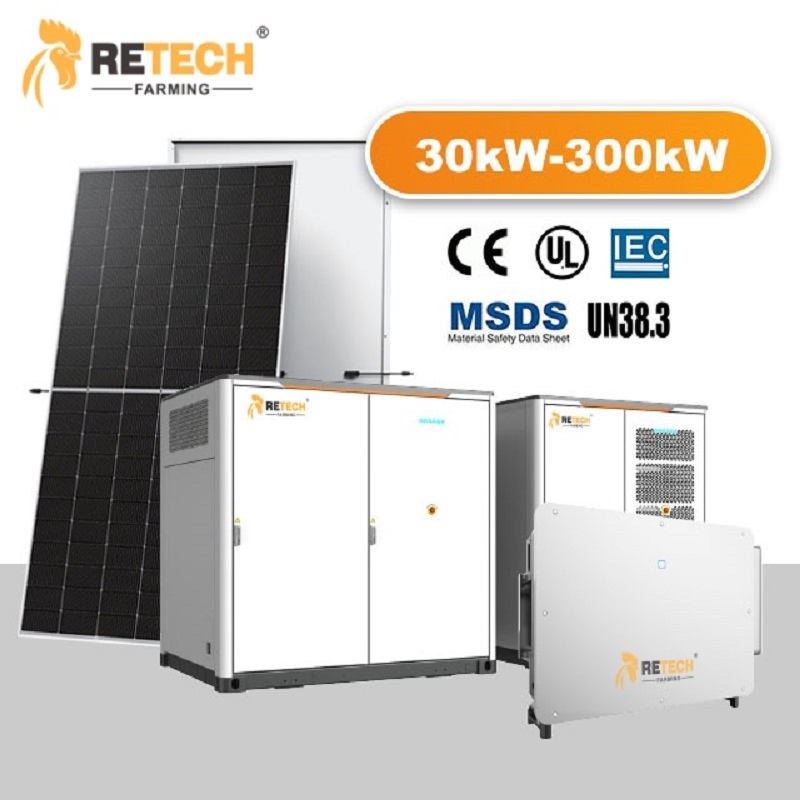 30kw Sistema Híbrido de Energia Solar Inversor de Luz Solar Sistema de Energia Solar Painel Fotovoltaico Conectado à Rede Sistema de Armazenamento Fazenda de Frangos
