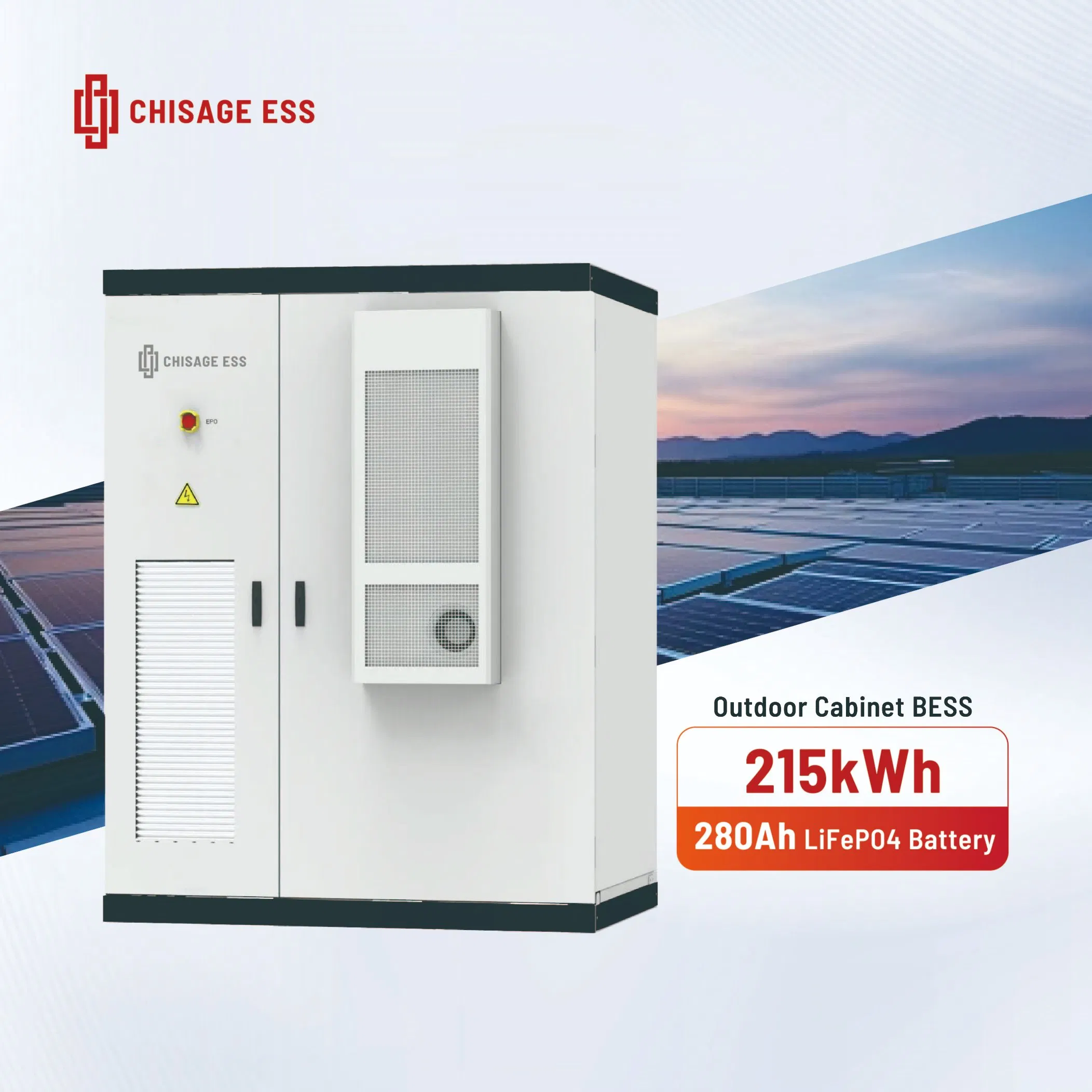 Chisage Ess Industrial Comercial IP55 Impermeável 100kw 215kwh Sistema de Armazenamento de Energia Solar