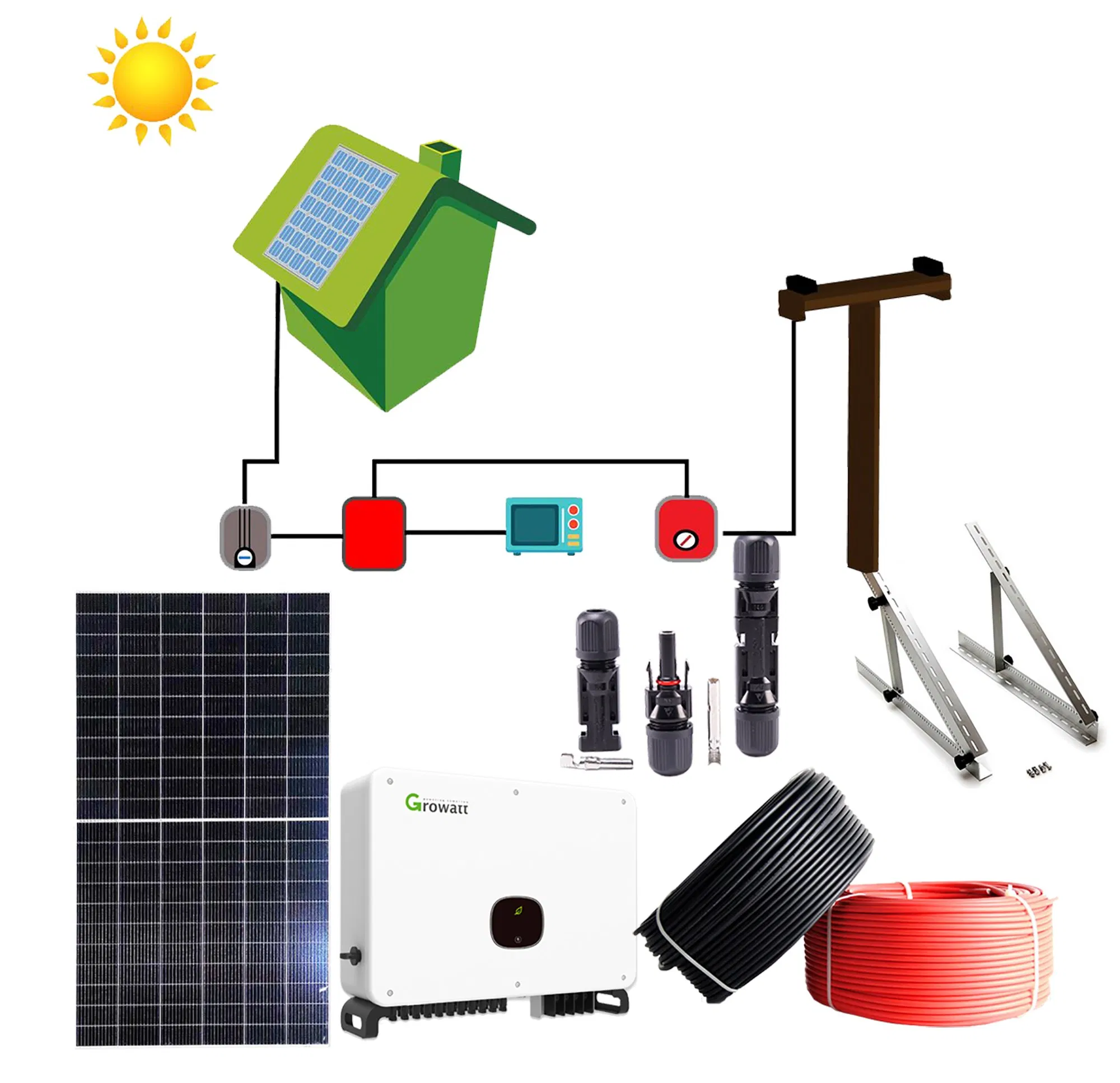 Sistema de Armazenamento de Energia Solar Fotovoltaica de Alta Qualidade 5kw 10kw para Suprimento de Energia de Backup em Casa