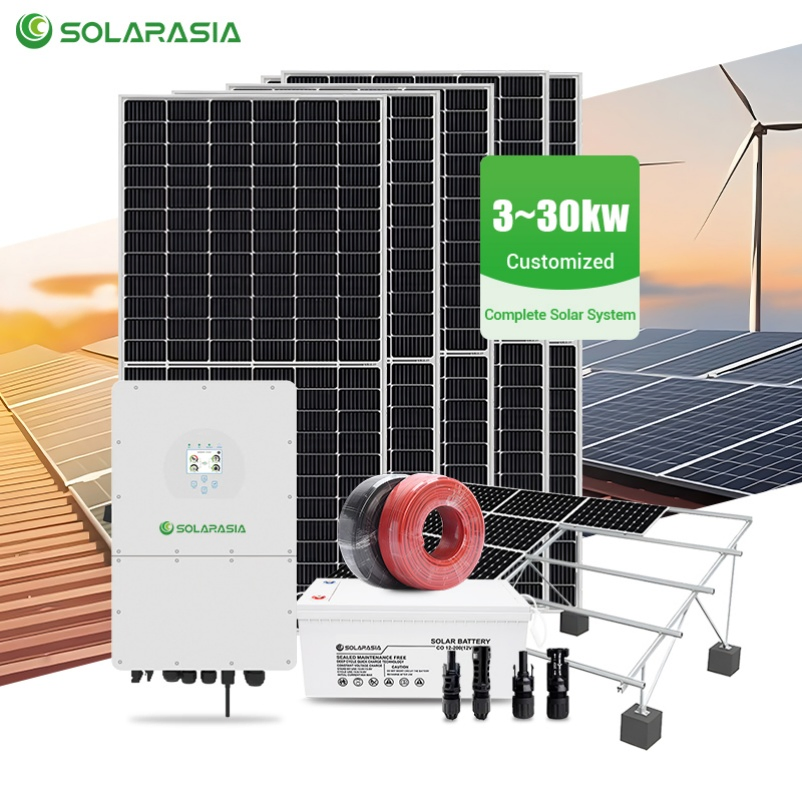 Sistema Solar Off Grid Sistema de Energia Solar Fotovoltaica 30kw 20kw 10kw 5kw Sistema de Armazenamento Solar Off Grid Trifásico para Casa