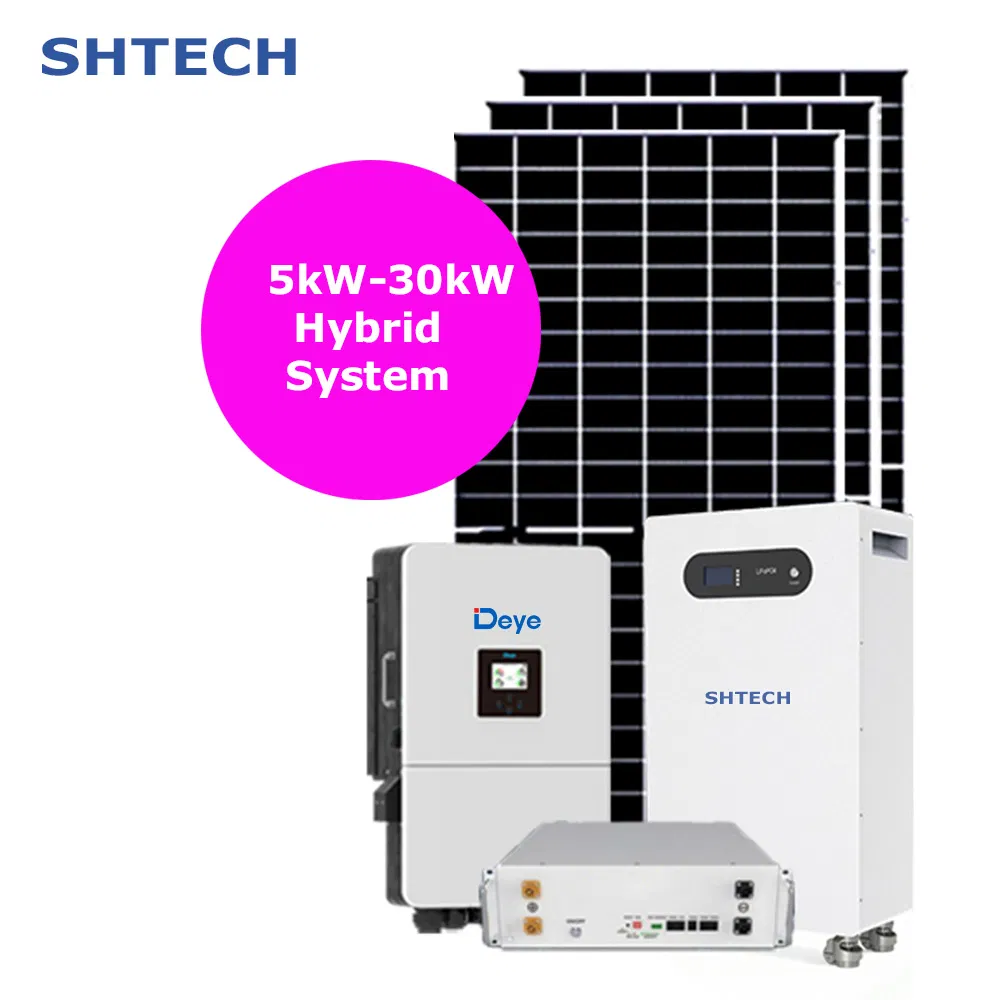 Shtech 5kw 10kw 15kw 20kw 25kw 30kw 2MW Conjunto Completo de Células Solares Produtos de Painéis Fotovoltaicos PV Inversor Gerador Kits de Armazenamento de Energia Sistema de Energia para Casa