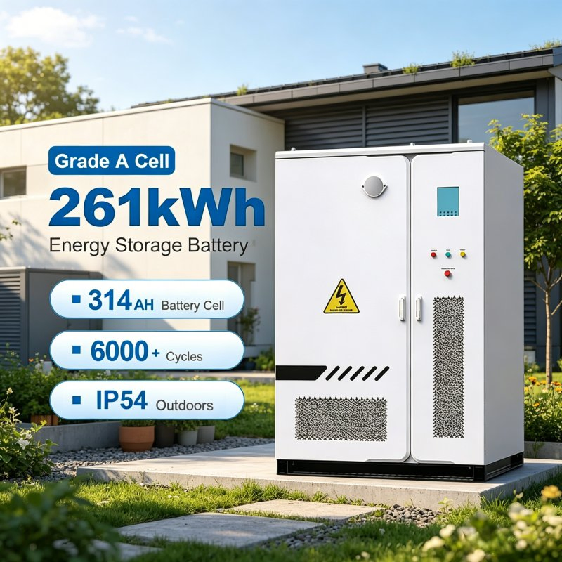 112kwh 241kwh 261kwh Sistema de Armazenamento de Energia em Bateria de Lítio Tudo em Um Contêiner de Resfriamento a Ar Com solução comercial de energia solar