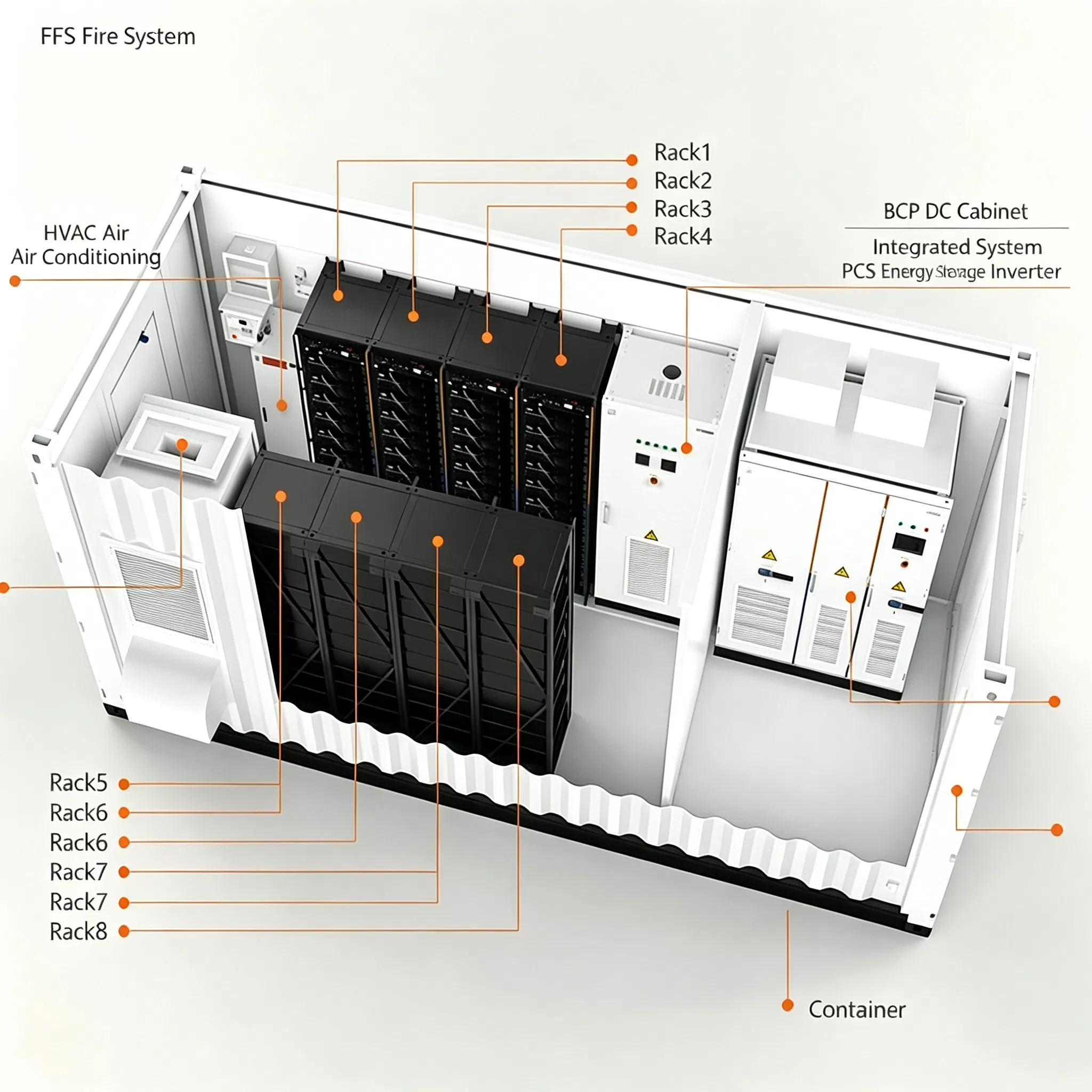 1000kw Sistema de Armazenamento de Energia de Bateria de Contêiner Ess Refrigerado a Líquido para Microrede Solar Comercial e Industrial