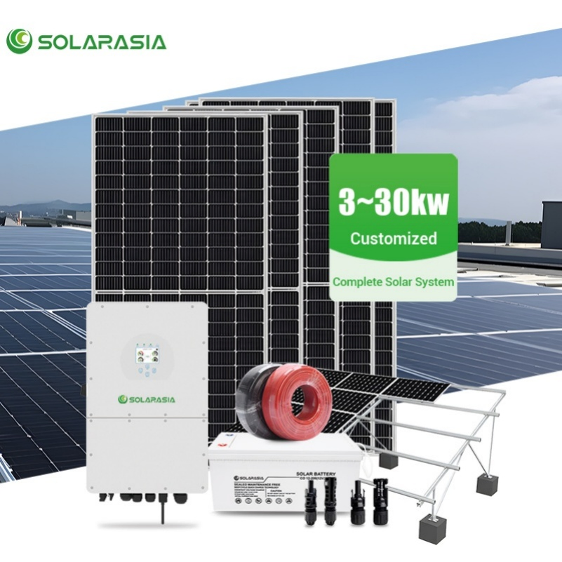 10kw 15kw 30kw sistema completo de energia solar fotovoltaica para casa fora da rede com armazenamento de energia completo, sistema de energia solar com inversor e bateria de lítio de backup