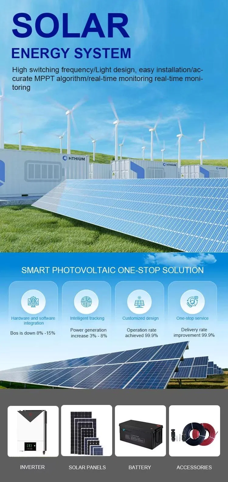 Sistema de Energia Solar Powerwall Off-Grid de Fábrica 5kw 10kw
