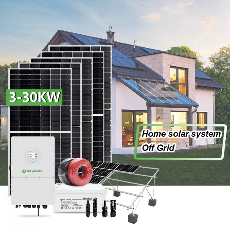 Sistema Solar Off Grid Sistema de Energia Solar Fotovoltaica 30kw 20kw 10kw 5kw Sistema de Armazenamento Solar Off Grid Trifásico para Casa