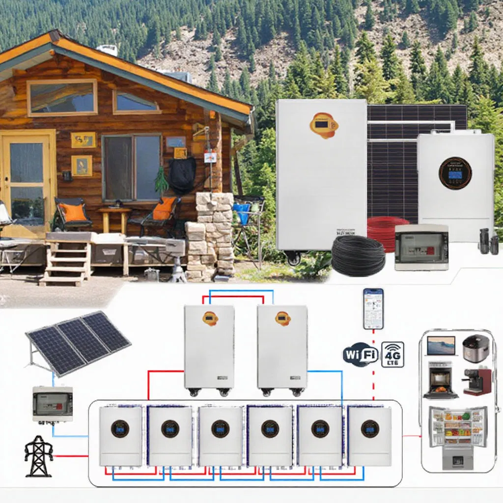 Complete 20kw Sistema de Energia Solar 5kw 10kw 12kw 15kw Sistema de Energia Solar Híbrido para Uso Residencial Sistema de Painéis Fotovoltaicos Solar com Armazenamento em Bateria de Lítio