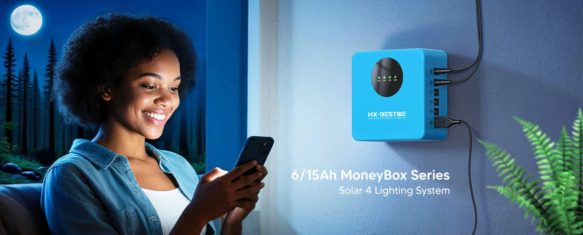 Sistema de Energia Solar Integrado Off Grid com Iluminação e Armazenamento de Bateria de Backup