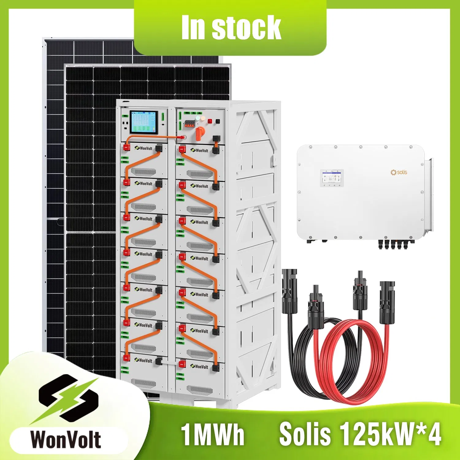 Solis 500kw 1mwh Sistema de Armazenamento de Energia Solar Industrial com Bateria de Lítio Bess com Regulagem Térmica Inteligente