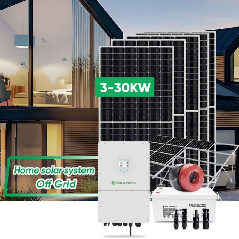 10kw 15kw 30kw sistema completo de energia solar fotovoltaica para casa fora da rede com armazenamento de energia completo, sistema de energia solar com inversor e bateria de lítio de backup