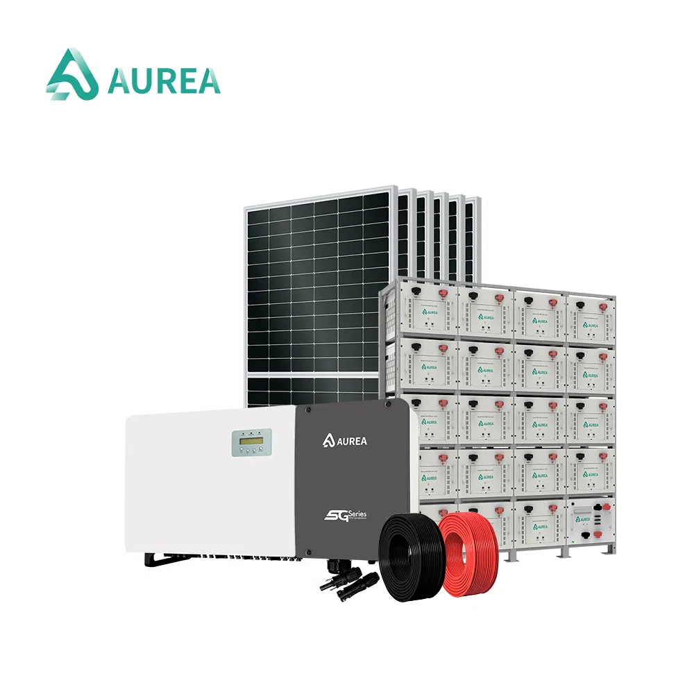 Sistema de Energia Solar Industrial da Usina de Microrede Aurea 500kw 1MW Externo Lithium/LiFePO4 Sistema de Bateria de Armazenamento Energia Eólica Sistema Híbrido de Energia Solar