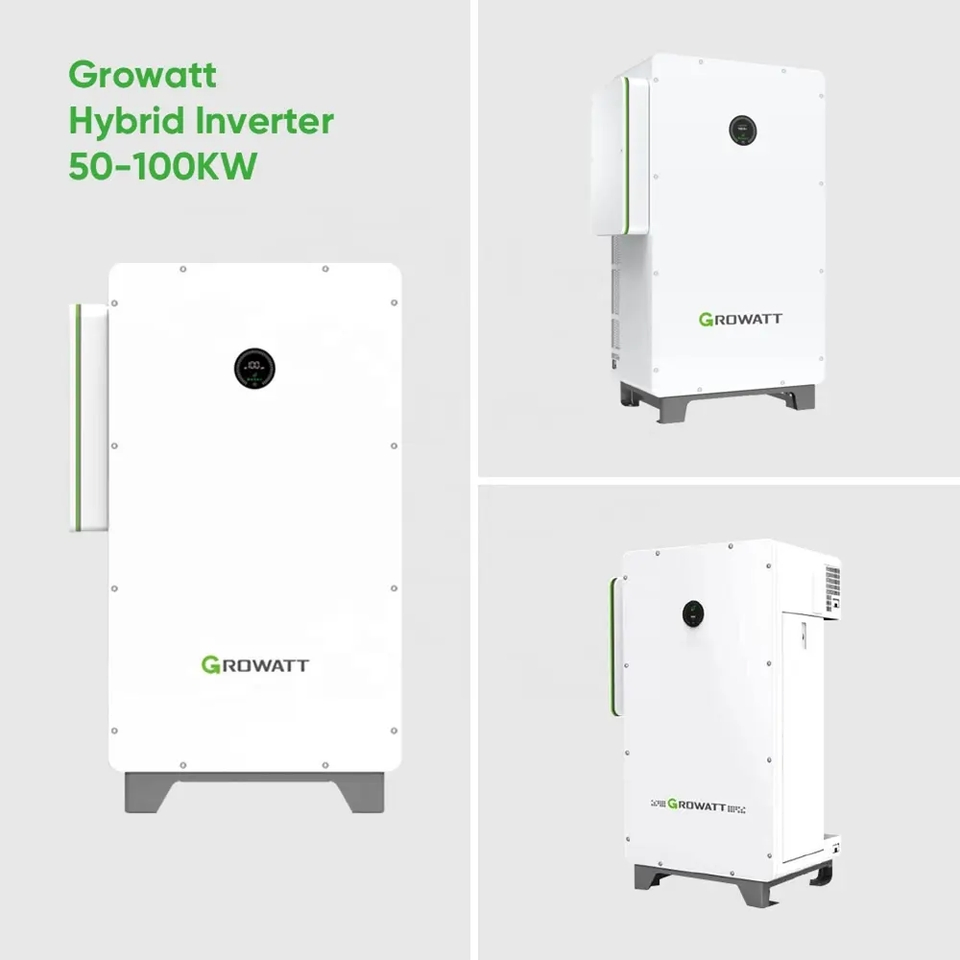 Sistema de Armazenamento de Energia Solar Comercial e Industrial Growatt 50kw 100kw Kit Completo de Sistema Híbrido de Energia Solar