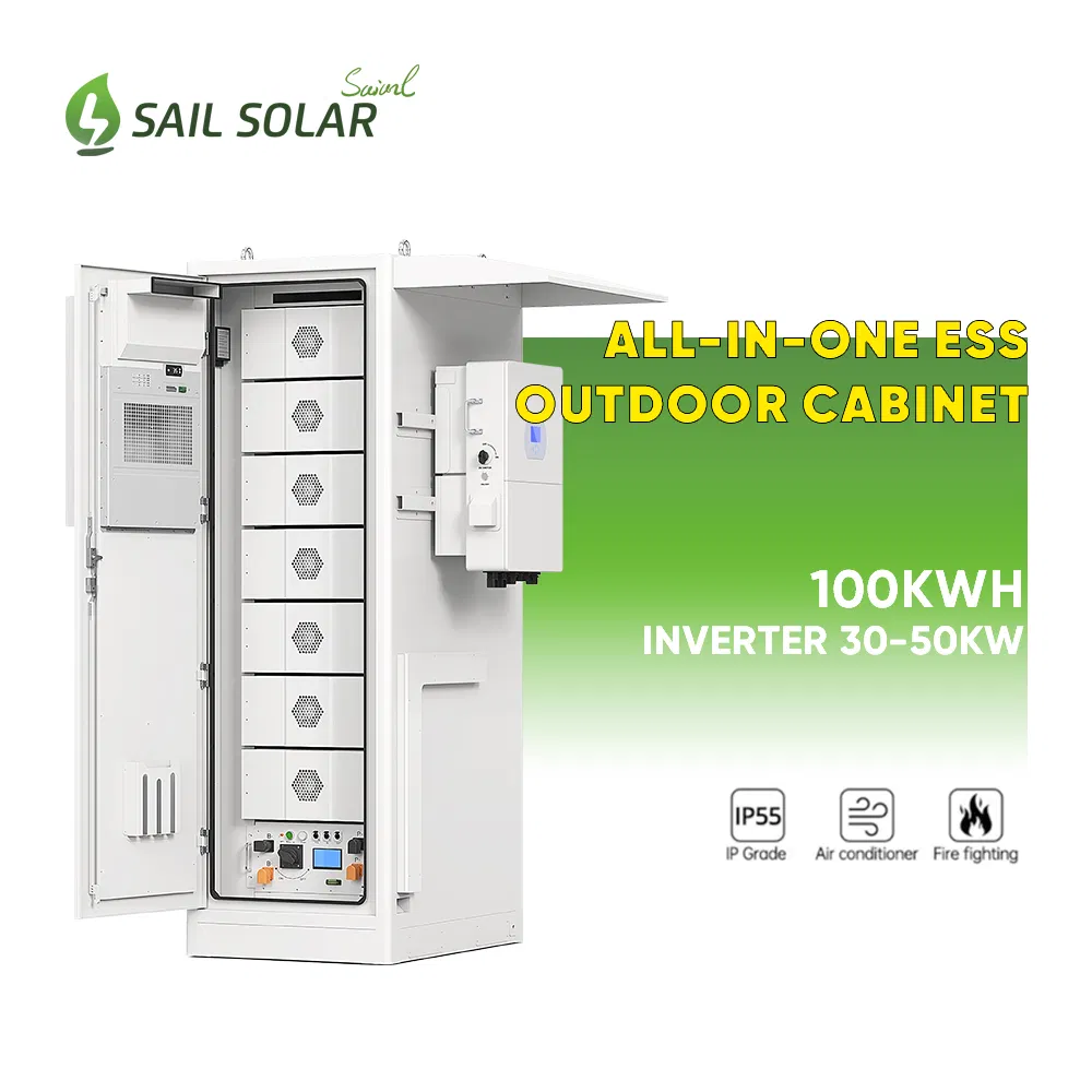 Sistema de Armazenamento de Energia Solar com Resfriamento a Ar - Solar Cabinet 30-50kw Inversor 100kwh Lítio LiFePO4 Tudo em Um para Uso Comercial e Industrial