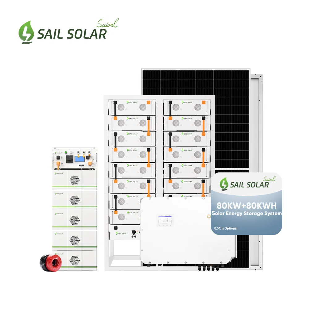 Conjunto Completo 60kw Sistema de Energia Solar 80kw Sistema Solar Híbrido 125kw 100kw Sistema de Armazenamento de Energia Solar Comercial com Inversor Solis 200kwh Bateria de Lítio Hv
