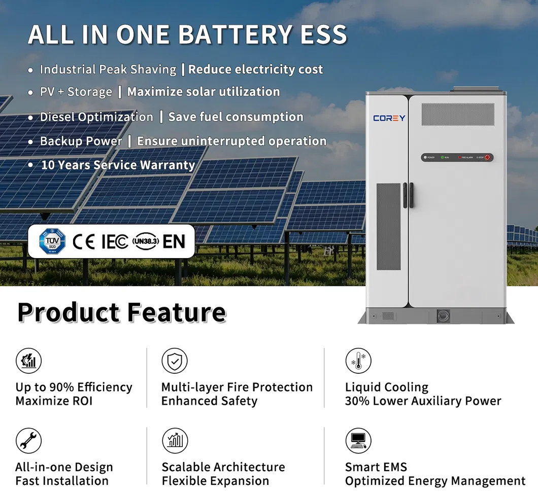 Armazenamento 105kw 215kwh Ess Alta Tensão Comercial Industrial