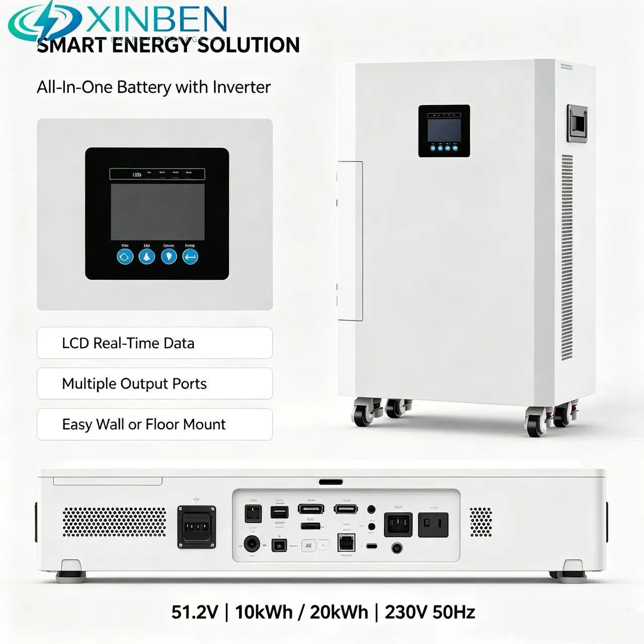 Sistema de Armazenamento de Bateria Pronto para Solar 5kw 196ah 51.2V LiFePO4 Backup de Energia para Residência