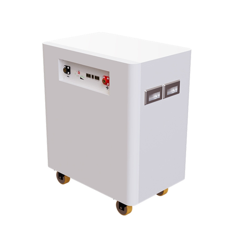 51.2V LiFePO4 Sistema de Armazenamento de Bateria para Casa com Rodas Móveis e BMS Inteligente para Armazenamento de Energia Solar Residencial