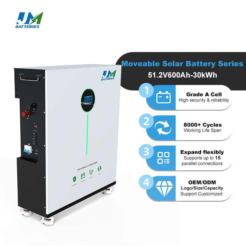 Jm Imposto Livre de Ações da UE LiFePO4 48V 600ah 30kwh Sistema de Armazenamento de Energia Solar com Bateria Powerwall para Casa com Tela Sensível ao Toque BMS para Backup