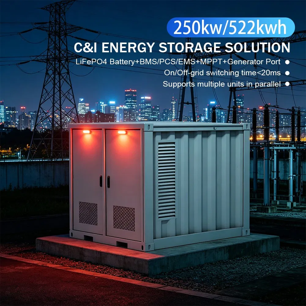 Sistema de Armazenamento de Energia em Contêiner de Microrede 522kwh 250kw LiFePO4 Bateria Tudo em Um Bess para Integração de Solar com Armazenamento Personalizável