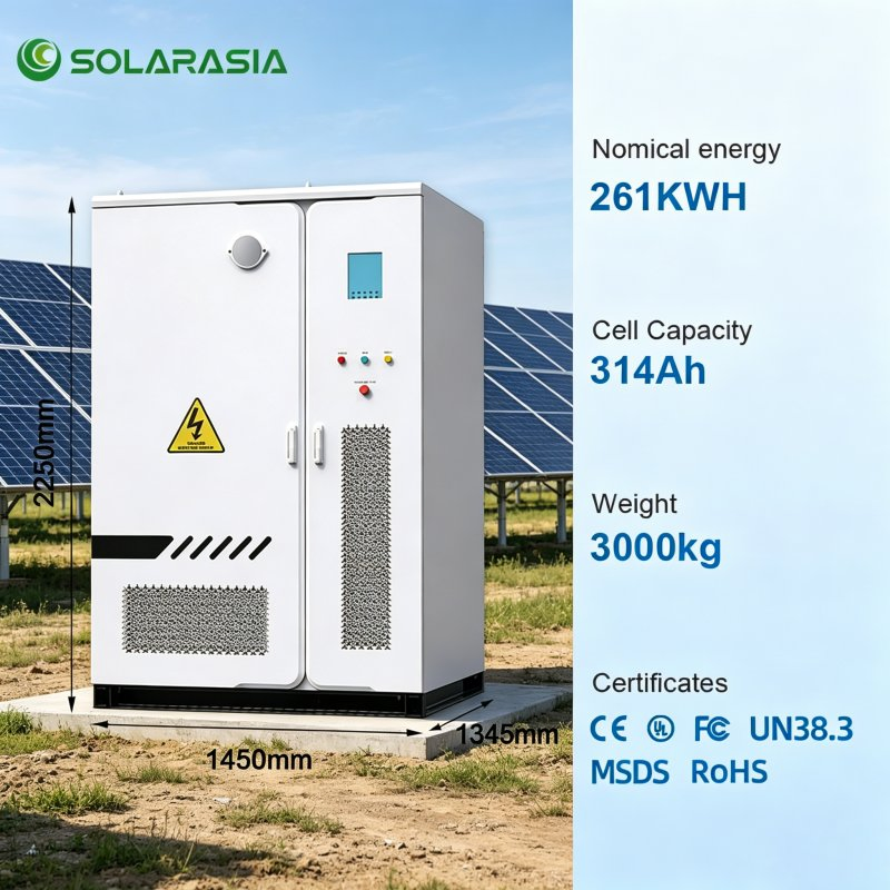 112kwh 241kwh 261kwh Sistema de Armazenamento de Energia em Bateria de Lítio Tudo em Um Contêiner de Resfriamento a Ar Com solução comercial de energia solar