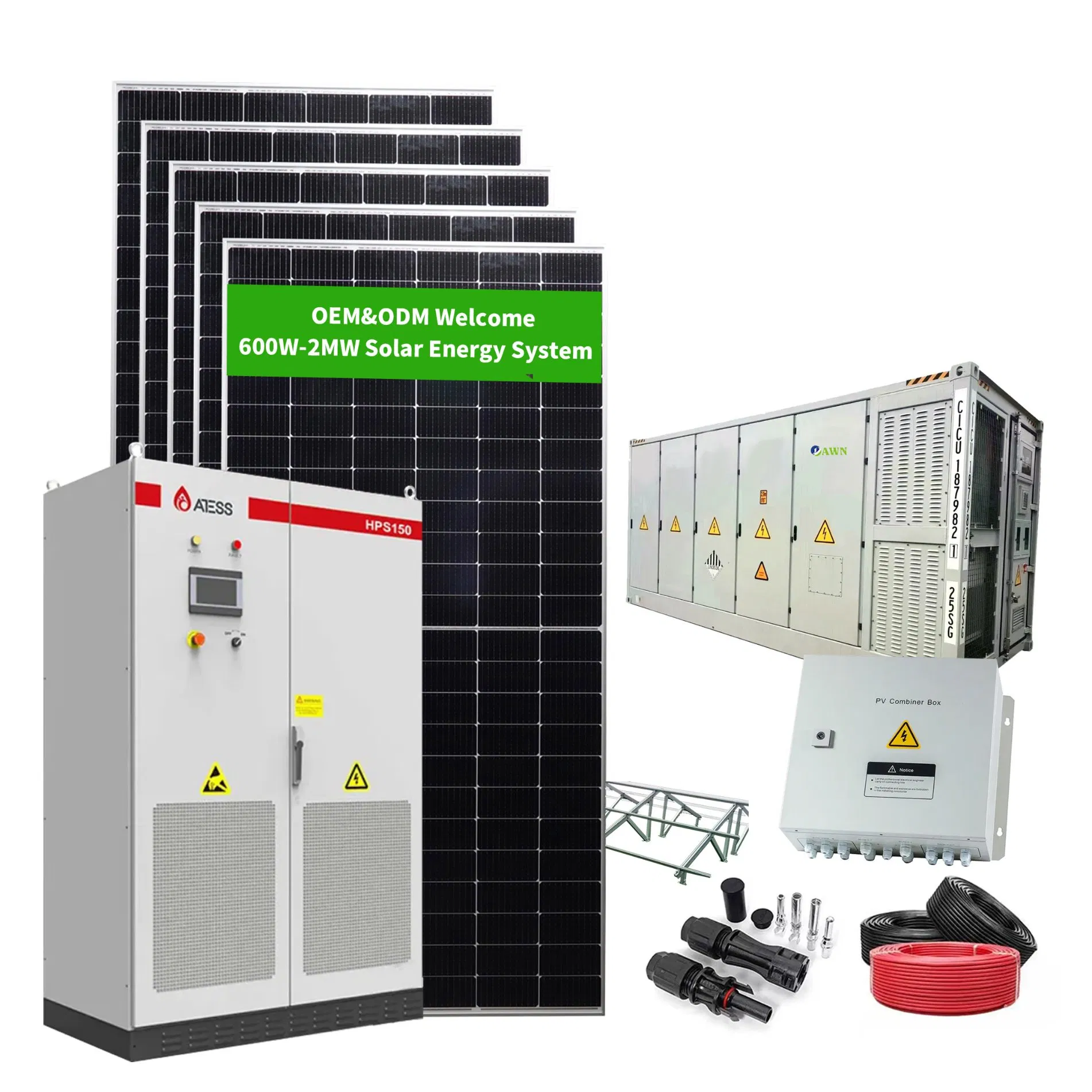 Sistema de Fazenda Solar 1MW 10 Kw Sistema Solar em Carport Container Sistema de Armazenamento de Energia com Bateria Solar