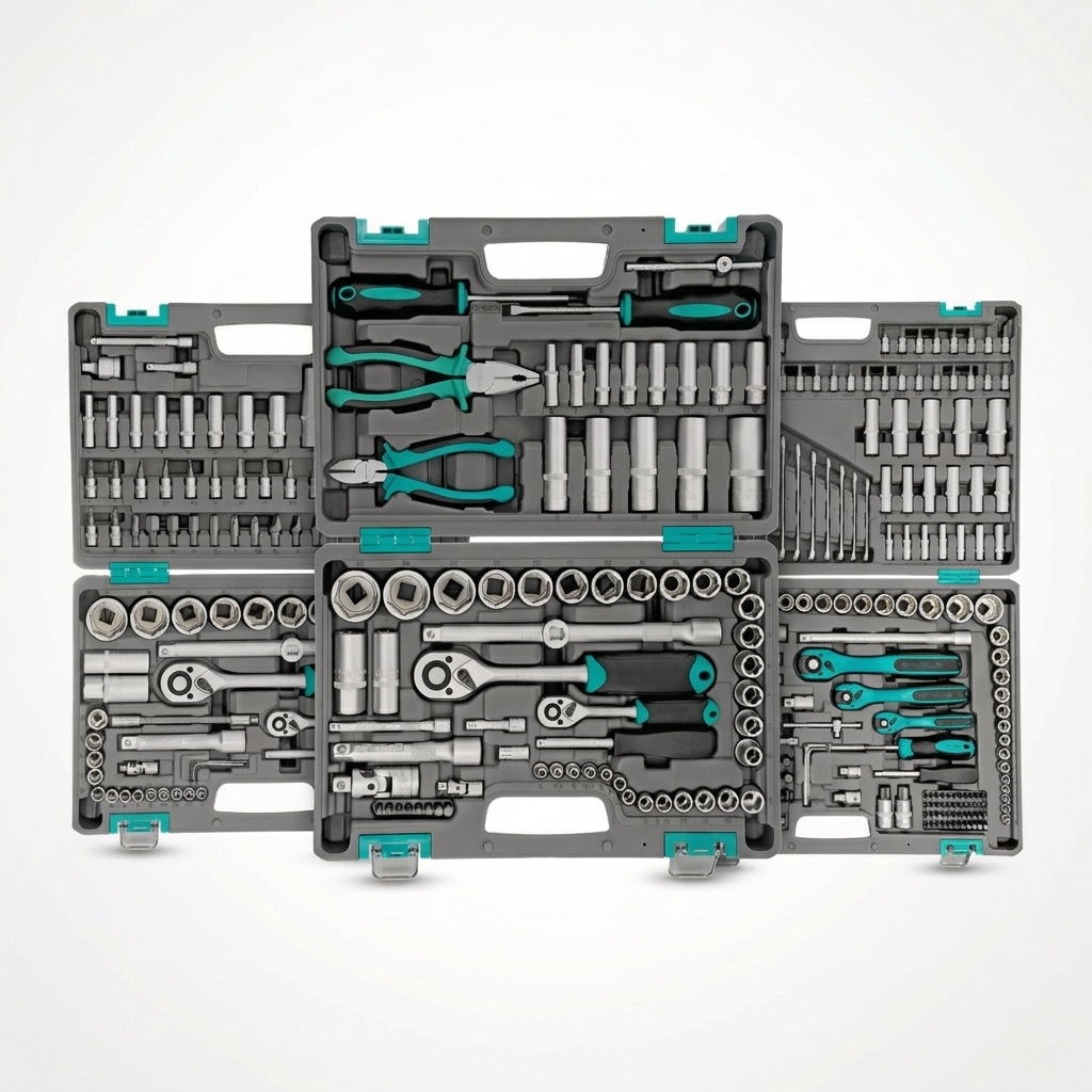 Mechanical Tool Box Set With Hard Case Durable Chrome Vanadium Steel Socket Hand Tool Ratchet Wrench Set For Auto Repair OEM/ODM