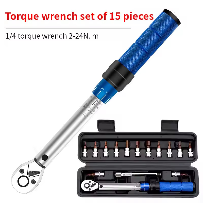 1/4 Inch Drive 2-24Nm Adjustable Ratchet Wrench Chrome-Vanadium Steel Hand Hard Case Precision Bike Torque Wrench Set
