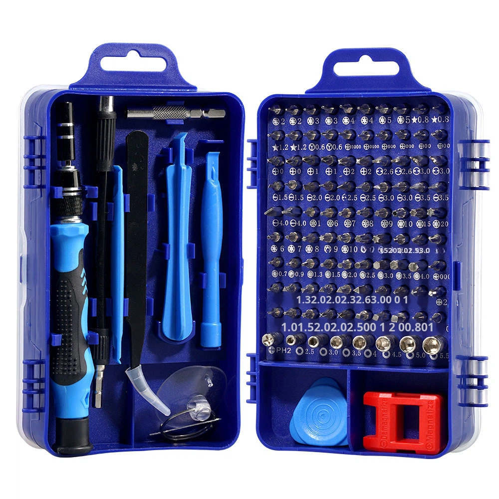 Factory Wholesale Hand Powered Multifunctional Repair Tool Set New 115 1 Screwdriver Bits Watch Phone Hard Case OEM Customizable