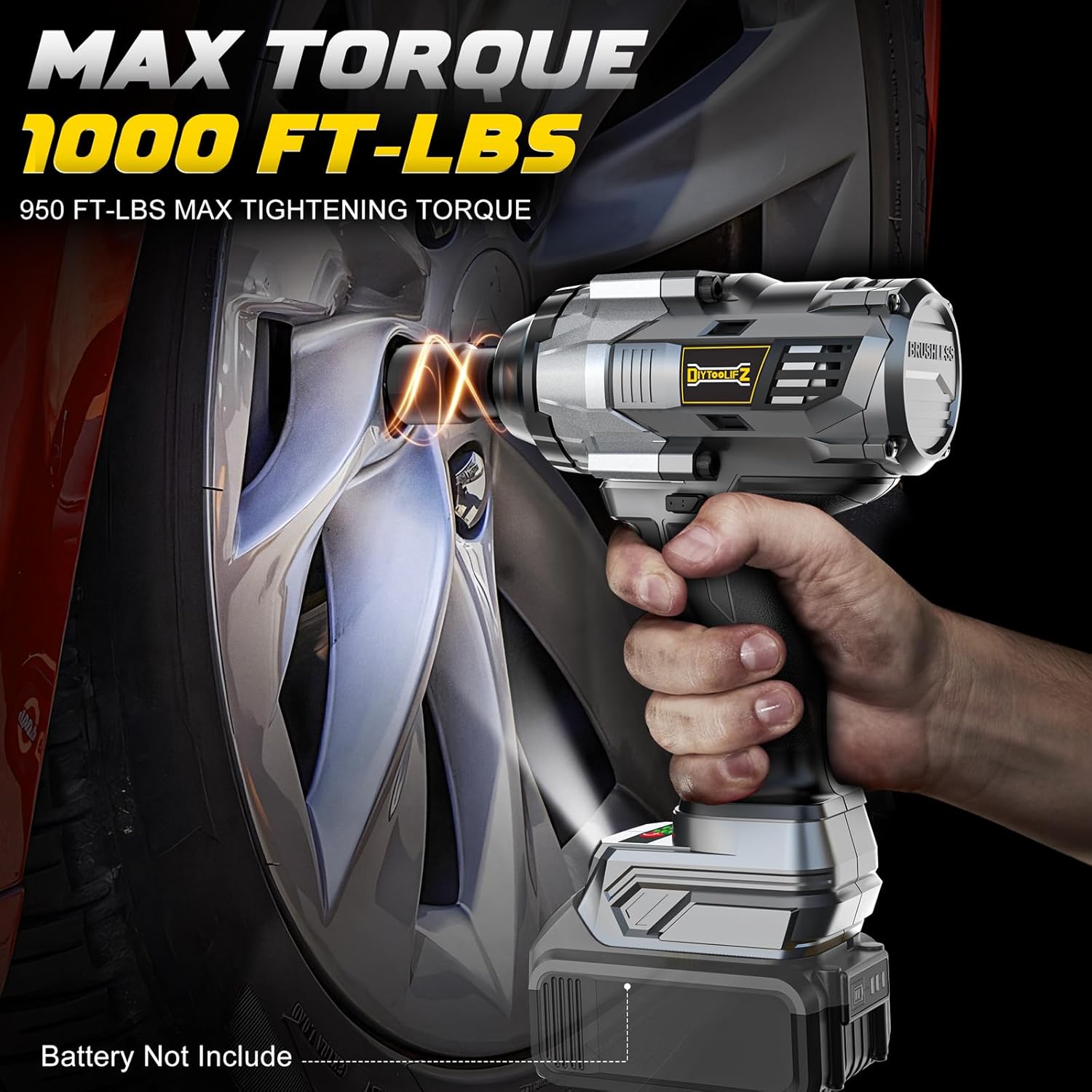1360N Cordless Impact Wrench 1/2 Inch Compatible with De-Walt 20v Battery