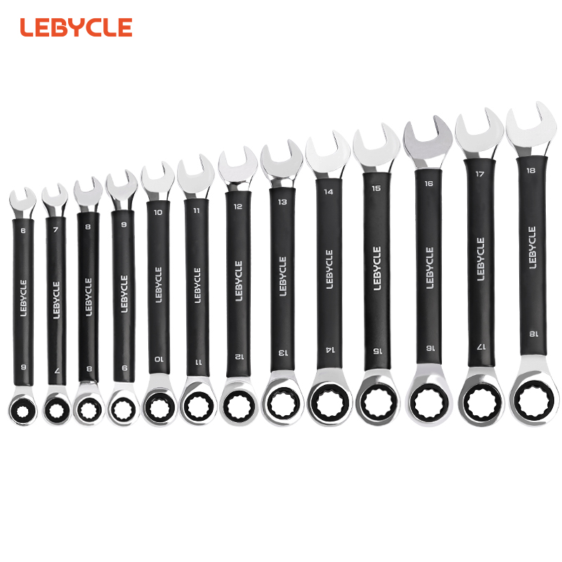 LEBYCLE Bike 6-18 mm Open-End Ratchet Wrenches Bicycle Flexible Ratchet Wrench Set Cycling Universal Shop Repair Tools