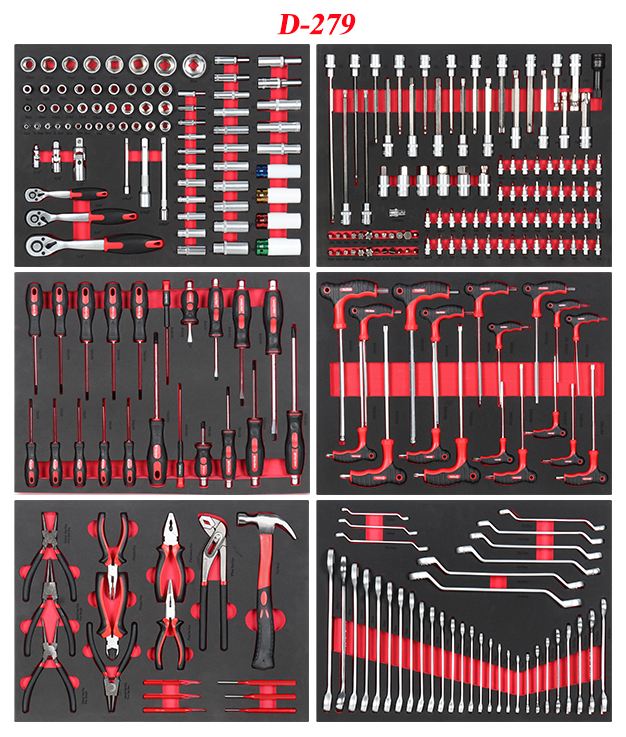 Seven-Drawer Lockable Red Steel 279pcs Tool Set Heavy Duty Iron Toolbox For Auto Repair Workshop OEM/ OBM