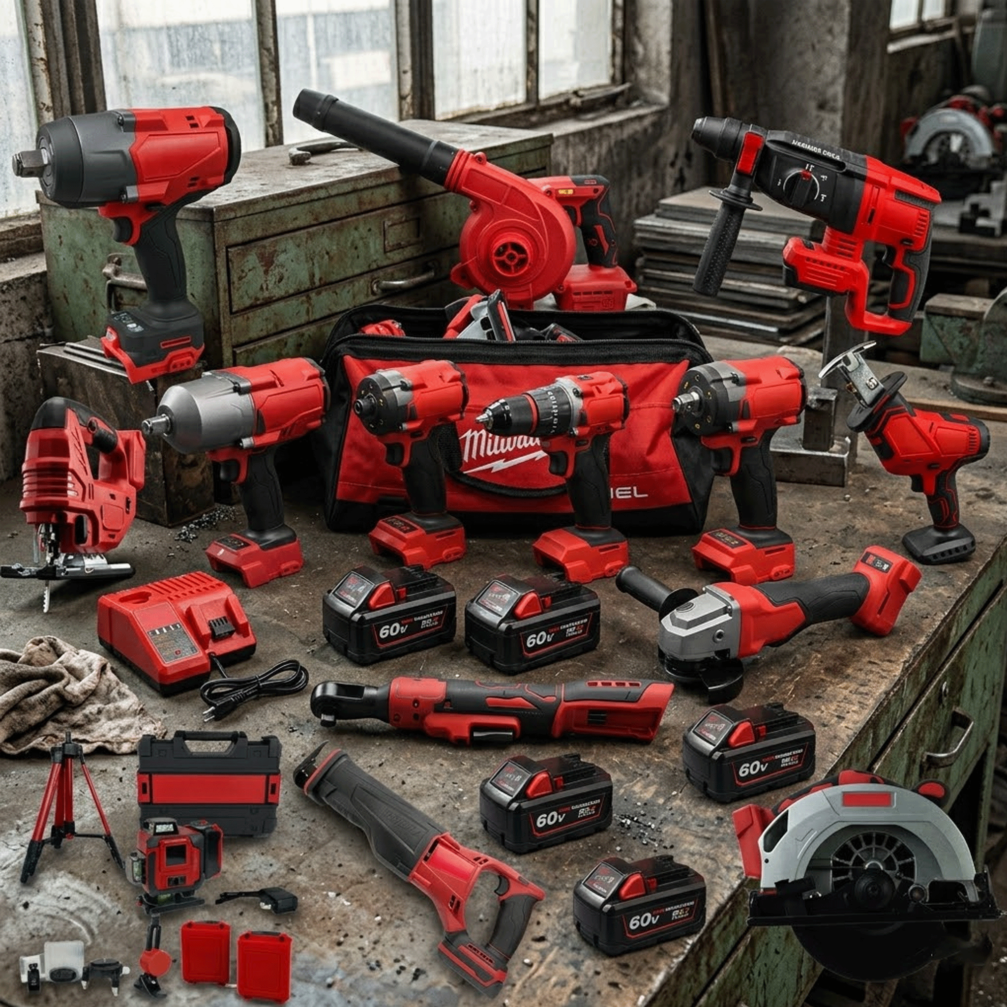 Customizable Combo 1:1 Red M18 Cordless Tools Super Set - Brushless Impact Wrench &amp; Drill Combo With DIY Brand Stickers