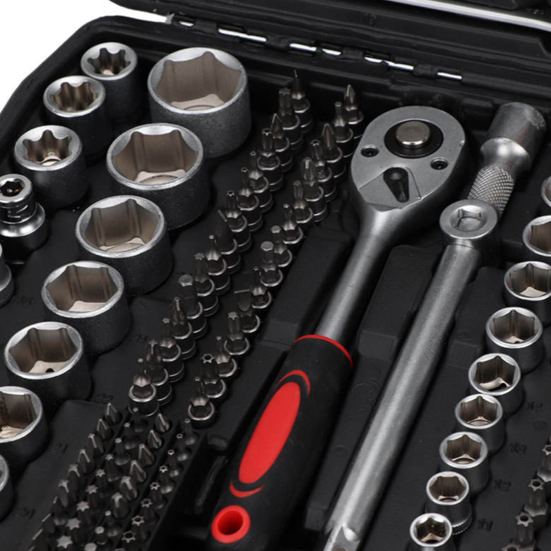 216Pcs Ratchet Socket Wrench Set Tool Hand Spanner Mechanic Screwdriver Tool Set With 1/2" 1/4" 3/8" Drill Bits